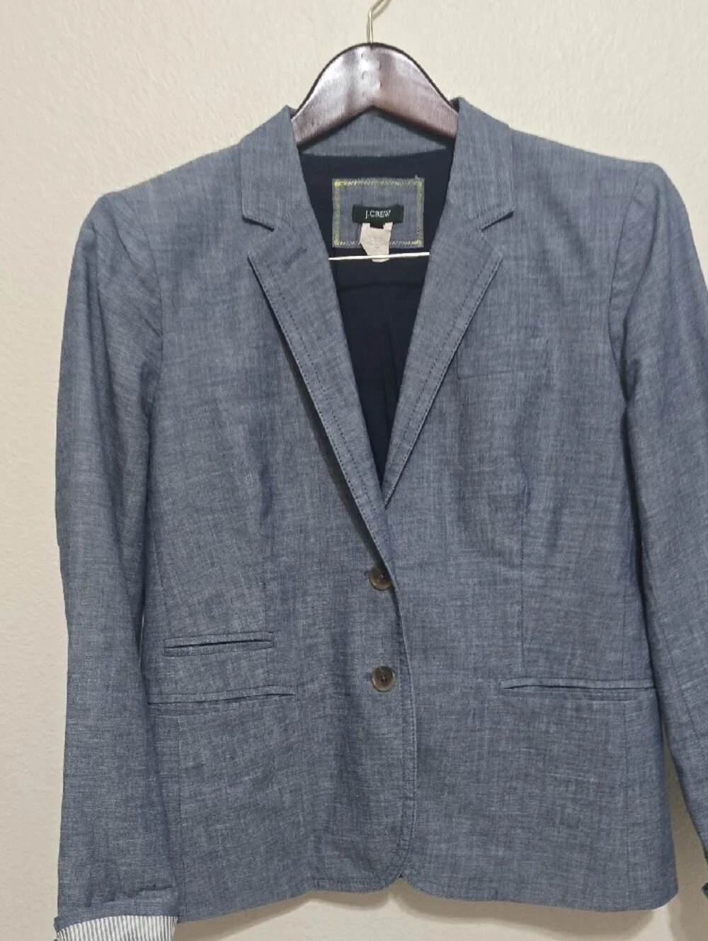 J. Crew Navy Jacket with Chambray Collar Trim 4